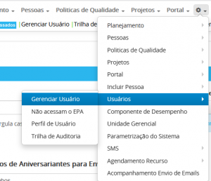 Cadastro do usuário para bloqueio de acesso externo
