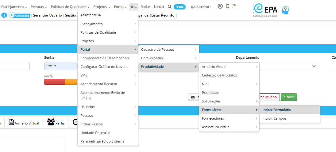 Acesso aos formulários